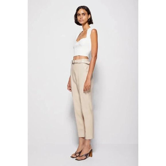 Jonathan Simkhai NWT Pauline Vegan Leather Belted Crop Pant in Moonstone Size 0 - Picture 3 of 12